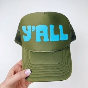 Green Trucker Hat with Blue 'Y'ALL'